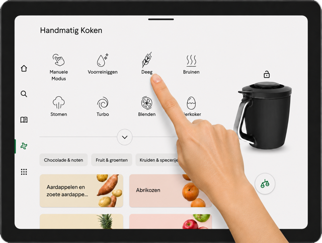 Functiemenu van de Thermomix TM7 waarin de modus Deeg wordt gekozen
